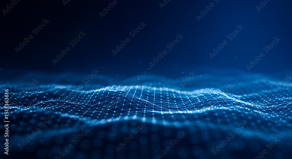 Aufkleber abstract digital waveform network mesh blue technology background