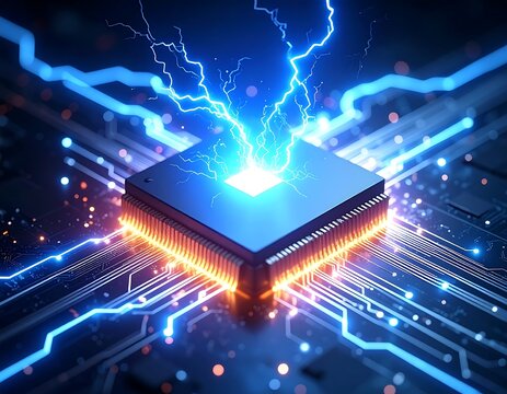 Powerful computer chip with electrical energy