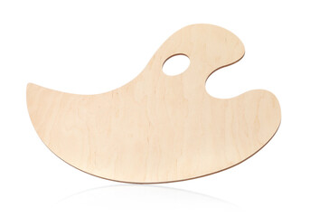 Empty wooden artist's palette isolated on white