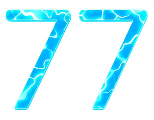 Glowing Electric Number 77 with Lightning Effect