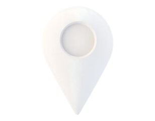 3D Rendered White Location Pin on Transparent Background