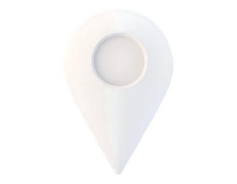 3D Rendered White Location Pin on Transparent Background