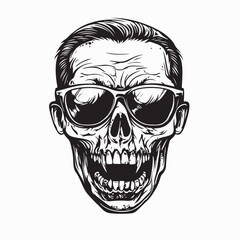 Zombie Head Wearing Sunglasses image vector isolated on white background.