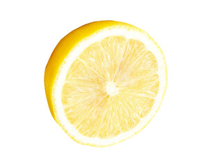 Yellow lemon half isolated with clipping path in png file format