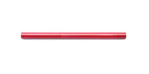 Red twist up eye pencil isolated on white, top view