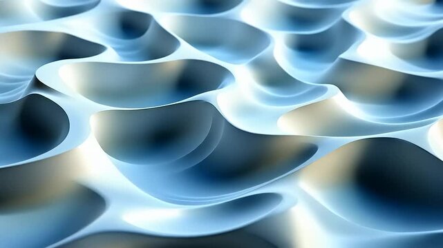 Elegant Abstract Wave Pattern: A Smooth and Serene Blue 3D Animated Background