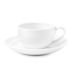 Coffee cup and saucer isolated on white