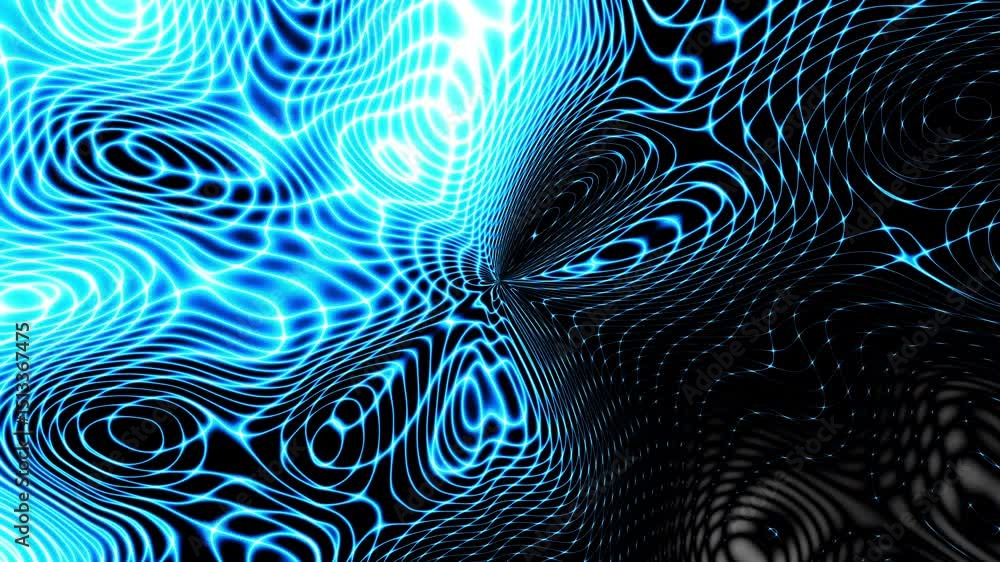 Fototapete Abstract rotating surface made of particles. High-tech colored mesh. Rotating twirl loop background