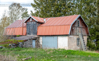 Old barn with red roof