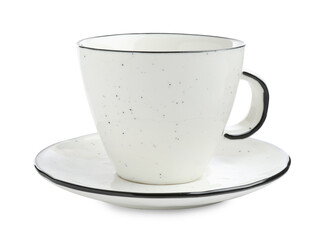 Empty coffee cup with saucer isolated on white