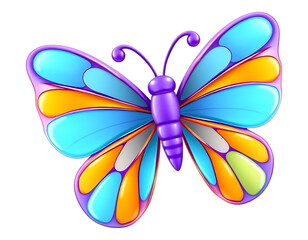 Bright and Playful 3D Cartoon Butterfly with Colorful Wings