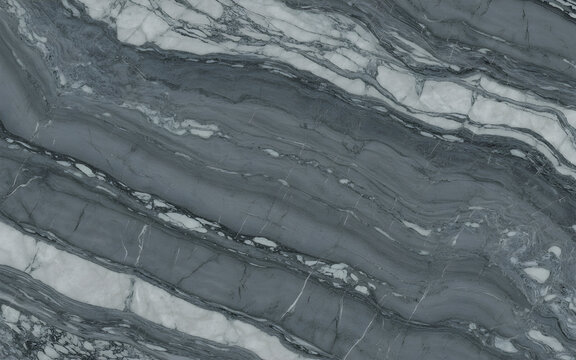 Full-frame 2D slab of Bardiglio marble in stormy grey tones with cloudy silver streaks.