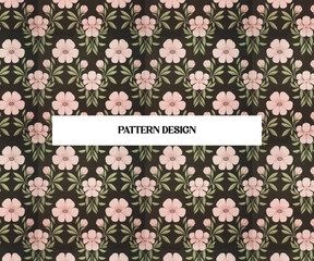 Seamless Floral Pattern with Hand-Drawn Leaves and Blooms &ndash; Vintage Botanical Background

