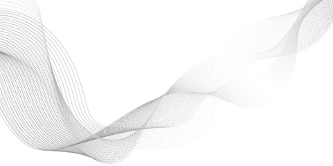 black gradient curve shape isolated on white background, medical folded bandage line, abstract grey wave lines on transparent background,  Luxury abstract geometric background design .