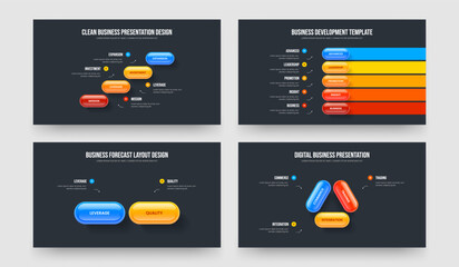 Company Innovation 4 5 2 3 Option Infographic Presentation Template Set. Investor Plan Four Five Two Three Step Diagram Slideshow Layout Vector Illustration Bundle.