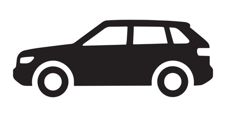 Fototapeta premium Sleek black car silhouette vector illustration. Showing side view of modern SUV with clean design. Perfect for automotive branding logos icons and transport related graphic projects.