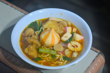 Seblak is a spicy culinary dish from West Java containing crackers and various aci with the main spice kencur.