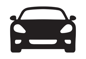 Front View Sports Car Silhouette Icon. Racing or Luxury Car Front View Graphic