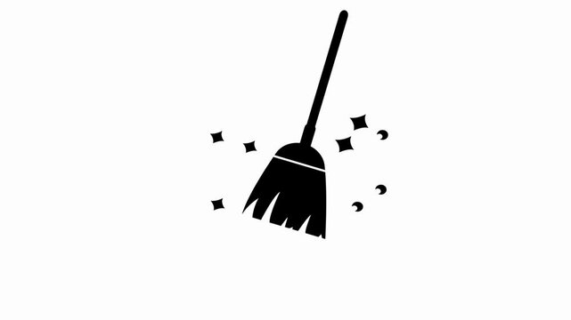broom icon animation illustration flat