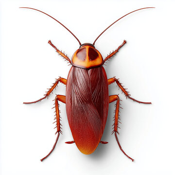 Cockroach insect pest bug isolated on white background, brown closeup macro nature animal wildlife