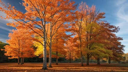 An expansive view of maple trees showcasing glorious autumn colors.