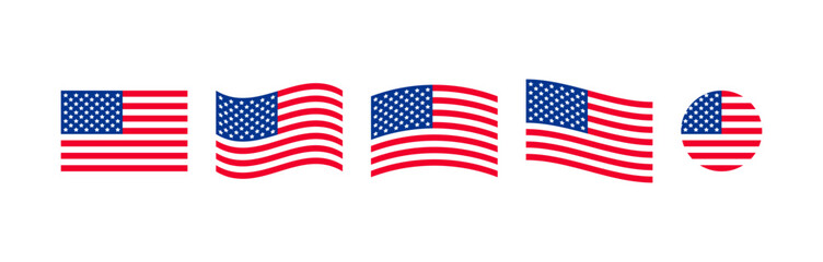 American flag vector set