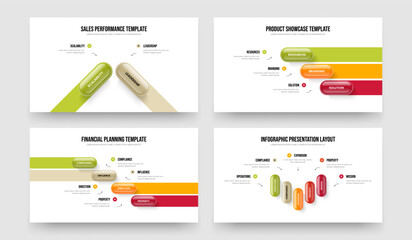 Fototapeta premium Digital Innovation 2 3 4 5 Step Infographic Slide Layout Set. Service Solution Two Three Four Five Element Diagram Presentation Template Vector Illustration Bundle.