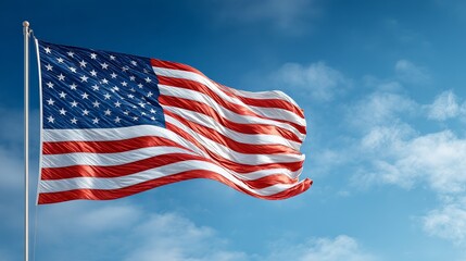 Obraz premium Memorial day celebration with usa flag symbol of national pride in a clear blue sky environment