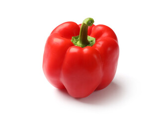 One fresh red bell pepper isolated on white