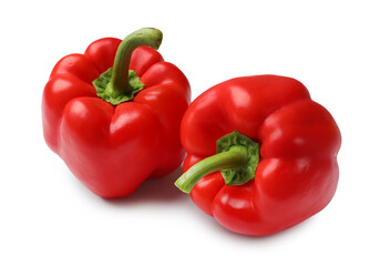 Fresh red bell peppers isolated on white