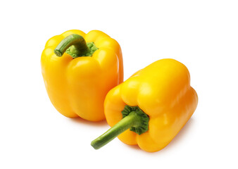 Fresh yellow bell peppers isolated on white