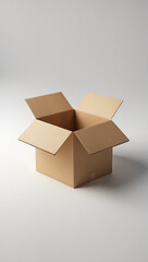 Open Cardboard Box on White Background