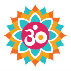 flat color om symbol burst mandala design