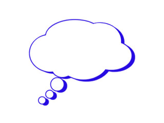 Blue comic book thought bubble outline in retro pop art style.