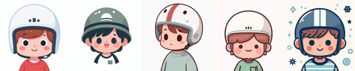 vector of a baby wearing a helmet