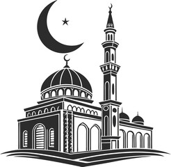 Taj Mahal vector silhouette, an iconic architectural landmark for tourism and culture