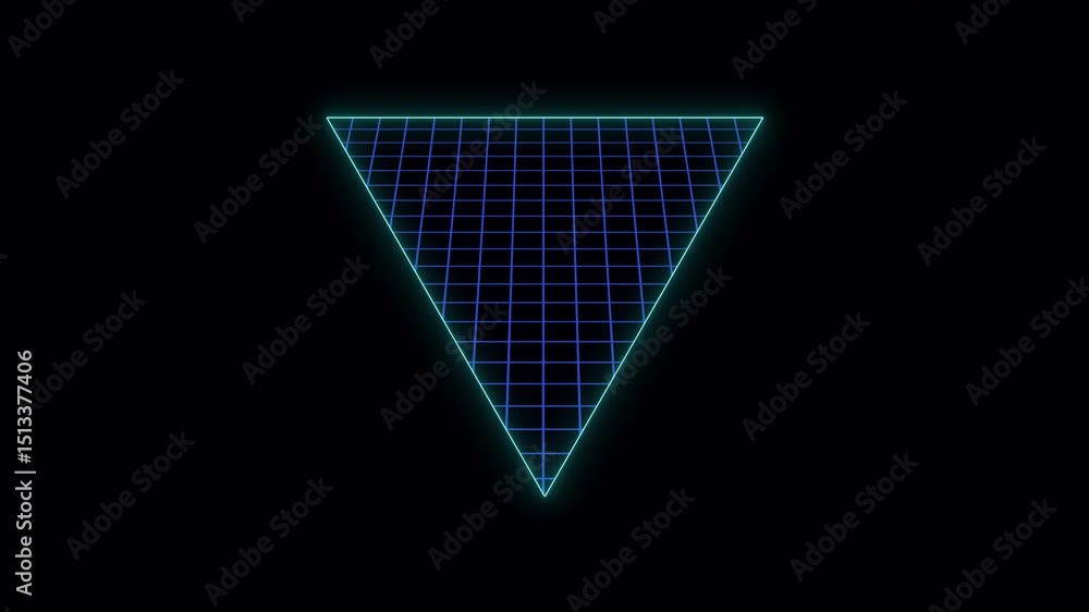 Aufkleber retro neon triangle grid animation: 80s synthwave visuals