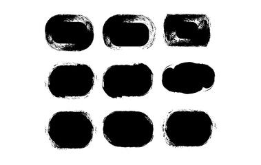 Collection of Black Grunge Brush Stroke Shapes