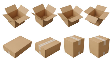 Open  closed shipping boxes