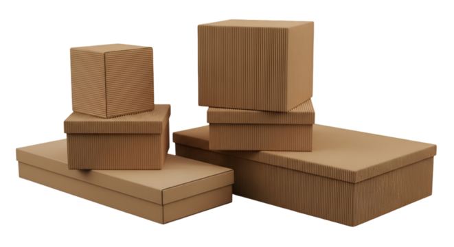Stacked ridged cardboard boxes on black - Powered by Adobe