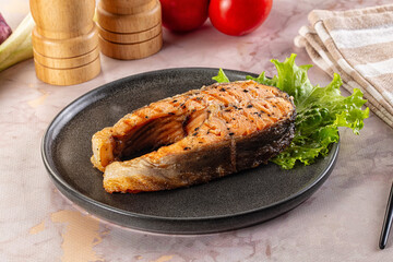 Gourmet grilled salmon fish steak