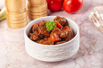 Hungarian goulash with beef meat
