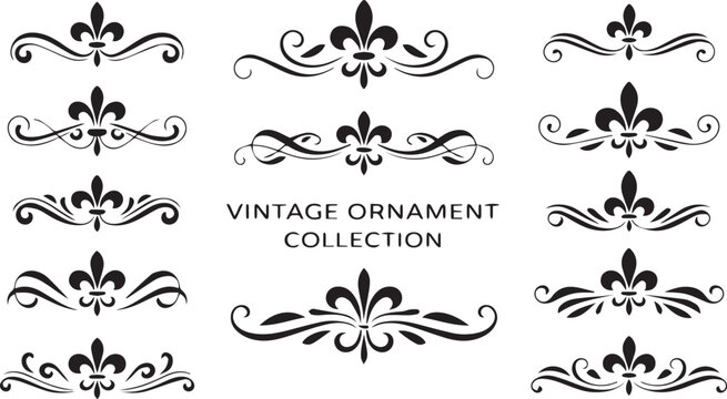 Vintage Fleur de Lis Ornament Collection for Page Decoration