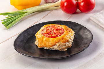 Chicken chop cutlet with cheese and tomato