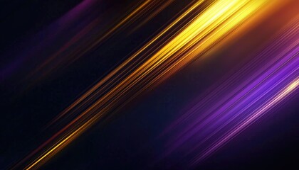 Fototapeta premium Diagonal lines of vibrant gold and purple colors against a dark background.