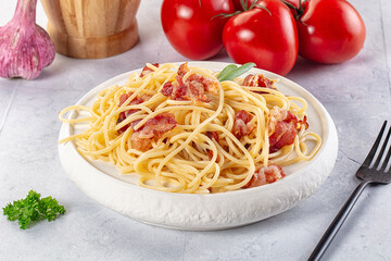 Italian pasta spaghetti with bacon