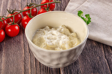 Italian delicous stracciatella young soft cheese
