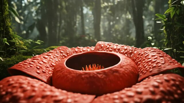 Rafflesia Arnoldii Bloom in Jungle Forest