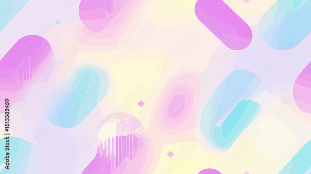 Poster abstract geometric pattern with pastel colors and smooth shapes