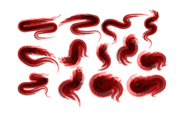 Dynamic Red Paint Swirls , Modern Artistic Brushstroke Pack

